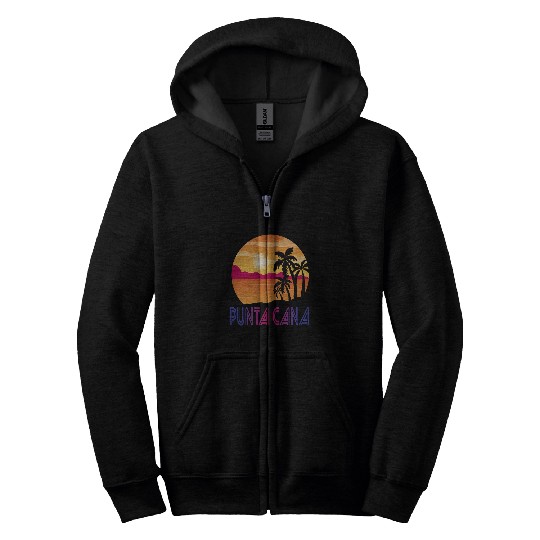 Dominican Republic Flamingo Punta Cana Palm tree Surfing Zip Hoodies