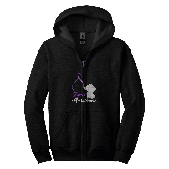 Elephant Pet Purple Ribbon Lupus Warrior Cute Lupus Awareness Zip Hoodies