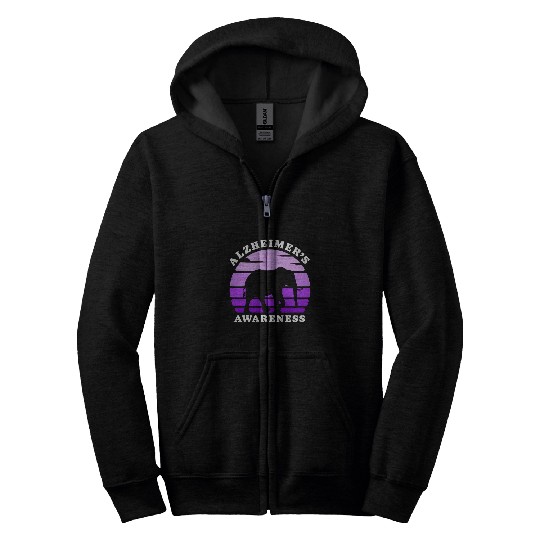 Elephant Pet Alzheimer s Awareness Support Squad Cute Purple Elephant Zip Hoodies