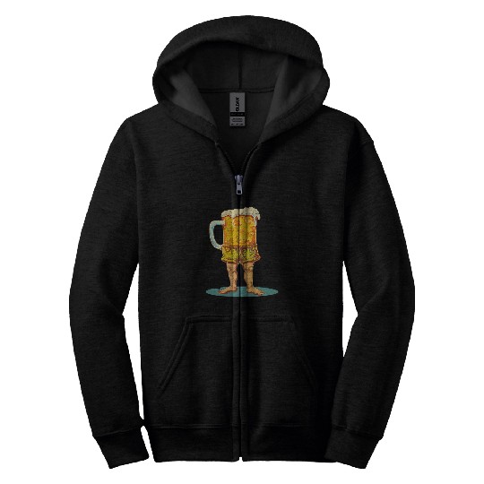 Beer Fun Vacation Beer in Swim Trunks Costume Zip Hoodies
