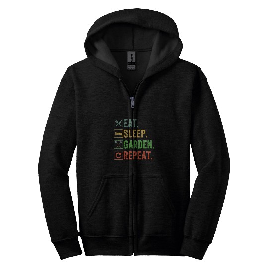 Discover Eat Sleep Garden Repeat Funny Gardening s for Gardeners Zip Hoodies