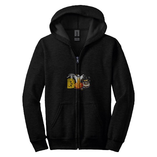 Discover Owl Pet Scary Boo Halloween Pumpkin With Owl Witch Hat Zip Hoodies