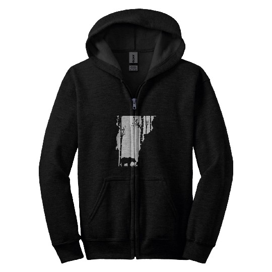 Bear Pet Brown Grizzly Bear Hunting Vermont map Hunter Zip Hoodies