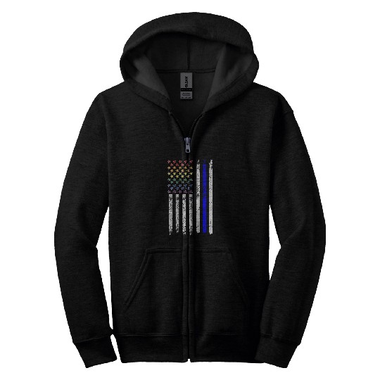 Gay Police Flag LGBT Rainbow Law Enforcement Gay Cops Zip Hoodies