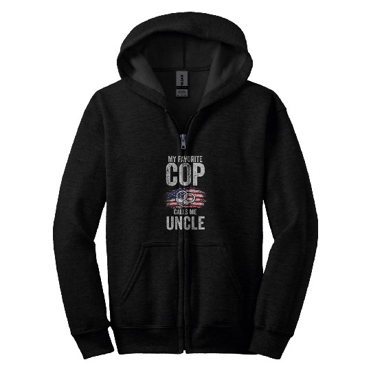 Mens My favorite Cop calls me Uncle Cop Uncle Zip Hoodies