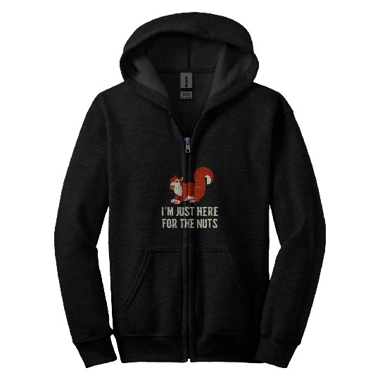Squirrel Pet Funny Passover Seder Gift Just Here For The Nuts Squirrel Zip Hoodies