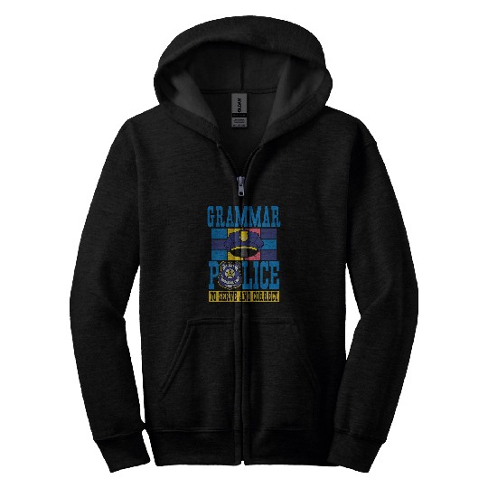 Grammar Police Men Women Kids Law Enforcement Cop Funny 3 Zip Hoodies