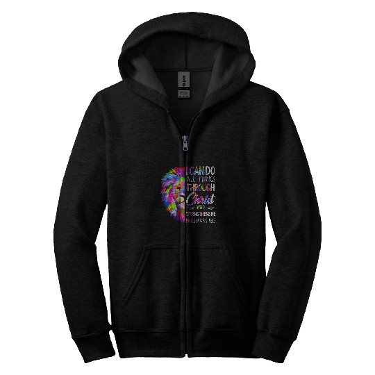 Lion Pet vintages Brave Religious Christian Men Lion Bible Verse Cross Zip Hoodies