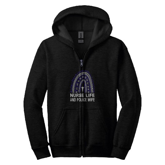 nurses Life And Police Wife American Rainbow For Women Men Zip Hoodies