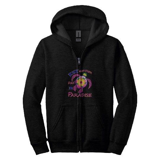 Turtle Pet Just Another Day In Paradise Turtle Zip Hoodies