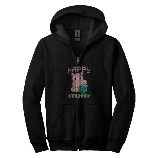 Hamster Pet Jewish Christmas Jew Hamster Happy Hanukkah Zip Hoodies