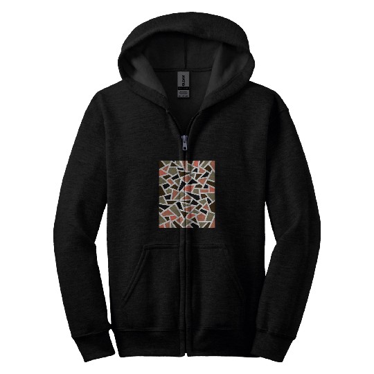 Coffee Fun Geodesic Abstract Pattern 14 Peach Coffee Brown Zip Hoodies