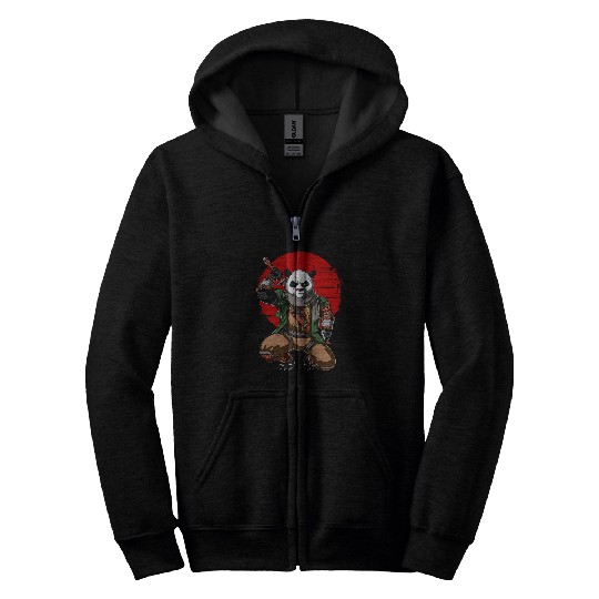 Panda Pet Ninja Samurai Warrior Funny Kung Fu Animal Kids Zip Hoodies