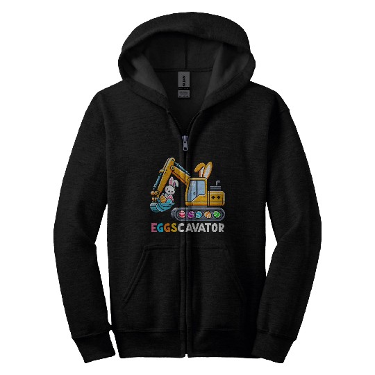 Eggscavator Easter Bunny Egg Hunting Toddler Boys Kids Zip Hoodies