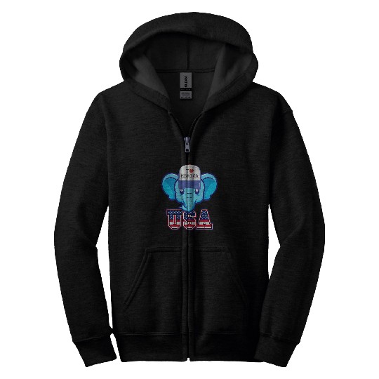 Elephant Pet Republican Party Elephant Politics Vote Right Trump 0010 Zip Hoodies