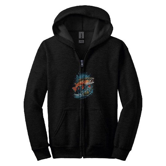 Fisherman Fly Fishing Arctic Char Brook Trout Fish 2 Zip Hoodies