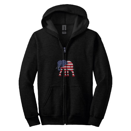 Elephant Pet Republican Elephant American Flag GOP Zip Hoodies
