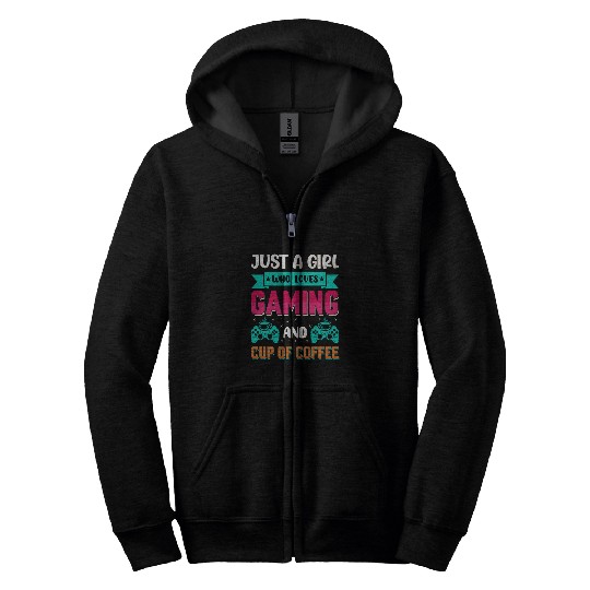 Coffee Fun Gamer Girl s Coffee Quest caffeines Consoles Latte Level Up Zip Hoodies