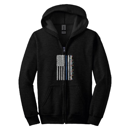 Police Job Christmas Flag Graphic Oversized Zip Hoodies