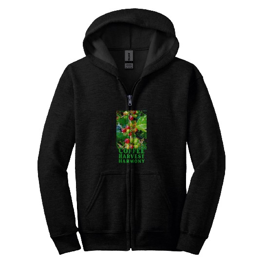 Coffee Fun Cool COFFEE HARVEST HARMONY coffee cherries coffee berries Zip Hoodies