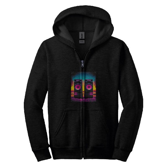 Retro Vaporwave Stereo Speakers Cool 80s Synthwave 1 Zip Hoodies