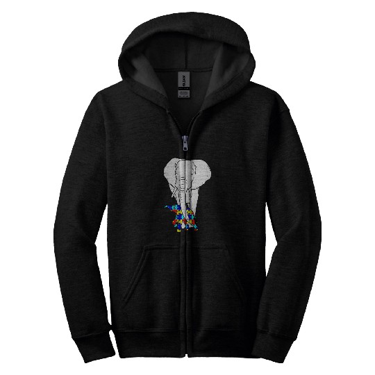 Elephant Pet Autism Protective Elephant Courageous Parenting Zip Hoodies