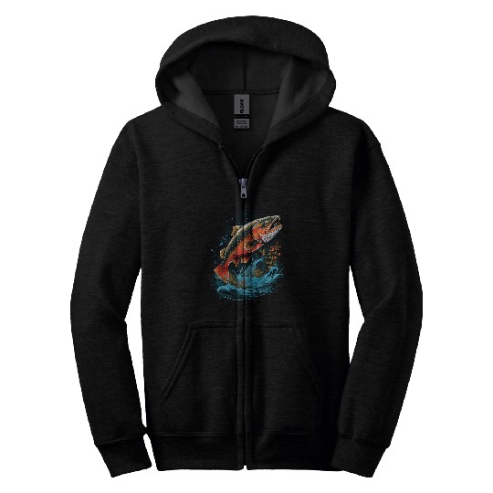 Fisherman Fly Fishing Arctic Char Brook Trout Fish 1 Zip Hoodies