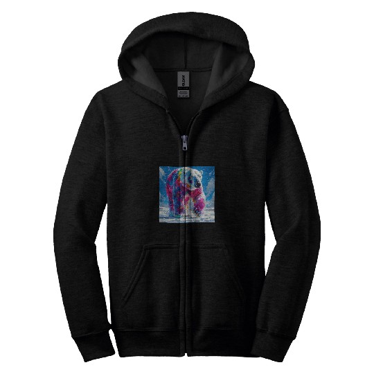 Bear Pet Polar Bear Colorful Graphic Zip Hoodies