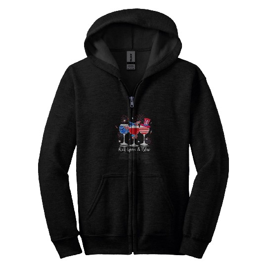Wines Fun Red Wines Blue 4th Of July Red White Blue Independence Day Zip Hoodies