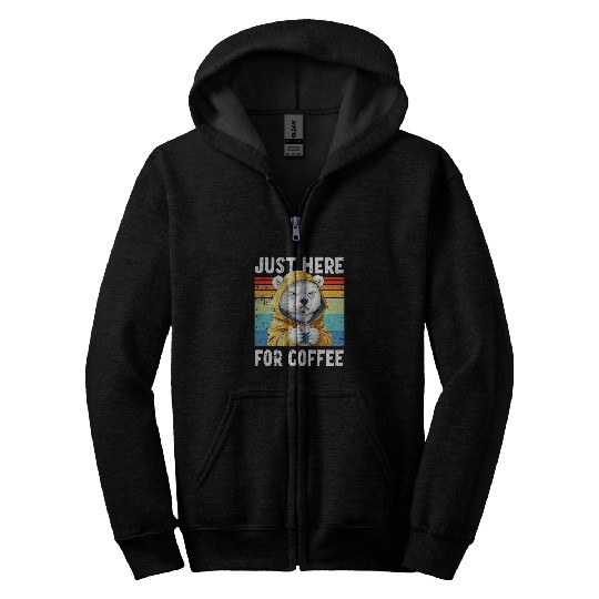 Coffee Fun Polar Bear Office Coffee Zip Hoodies
