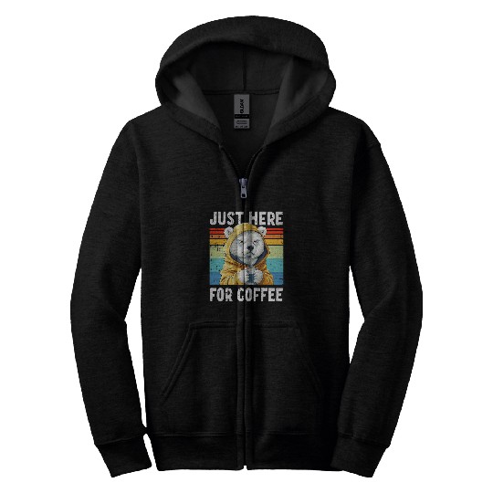Coffee Fun Polar Bear Office Coffee Zip Hoodies