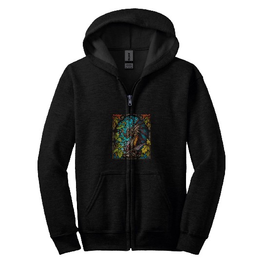 Dragon Pet Colored Stained Glass Window vintages Dragon Fans Zip Hoodies