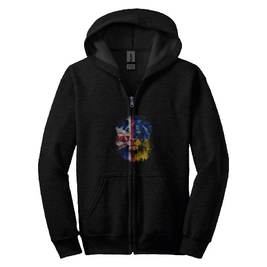 Lion Pet vintages Union Jack United Kingdom Flag Lion Half Union Jack Zip Hoodies