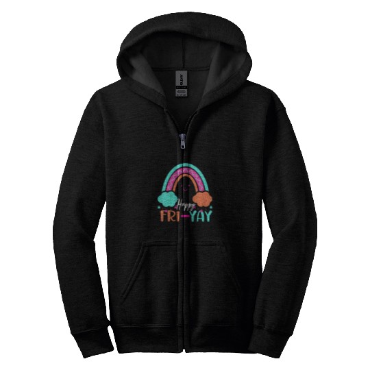 Kids Happy FriYay Friday Lovers Fun Teacher Rinbow TGIF for kids Zip Hoodies