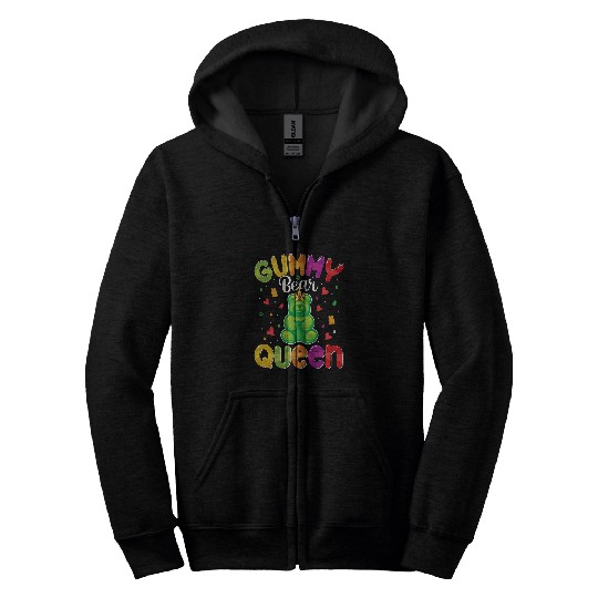 Bear Pet Gummy Bear Queen Funny Candy Lovers Girls Kids Women Zip Hoodies
