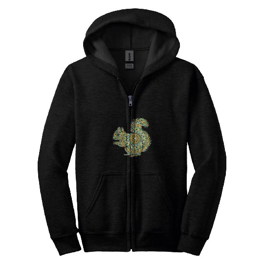 Squirrel Pet Mandala Squirrel Geometric Pattern Art Mandala Animal Zip Hoodies