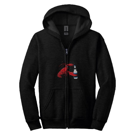 Beer Fun Cajun Crawfish Boil Lobster Drinking Beer Zip Hoodies