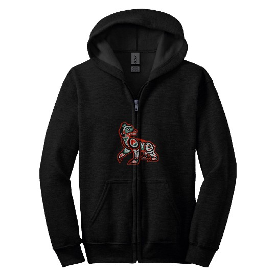 Bear Pet Haida art Native American Style Bear Totem Zip Hoodies