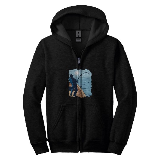 Fishing Fun Deep Sea Fishing Fisher Boat Fisherman Zip Hoodies