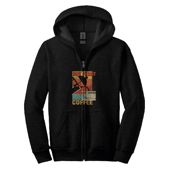 Coffee Fun Retro Coffee Costume caffeines Saying But First Coffee Zip Hoodies
