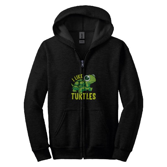 Turtle Pet Funny I Like Turtles Turtle Tortoise Tortoises Joke Zip Hoodies
