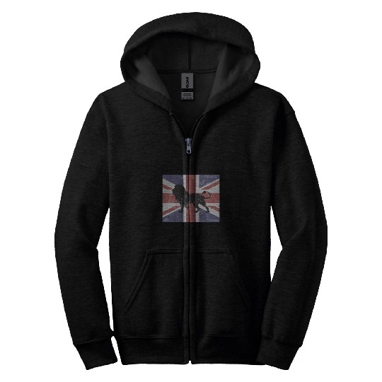 Lion Pet Union Jack distressed look with male lion design Zip Hoodies