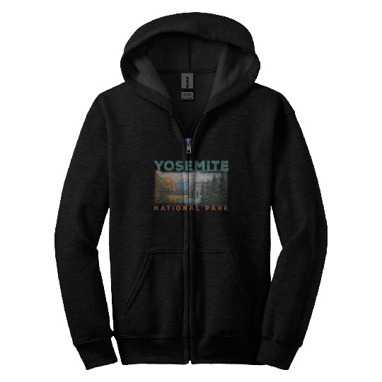 Retro Yosemite Half Dome Park Wyoming Mountain Hiking Zip Hoodies