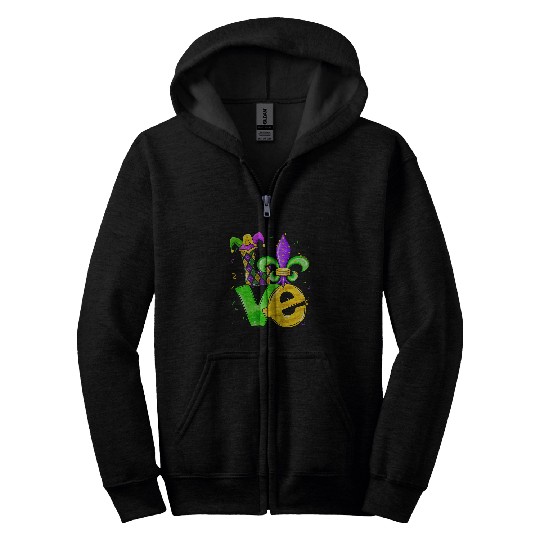 Mardi Gras Love Funny New Orlean carnivals Men Womens Zip Hoodies