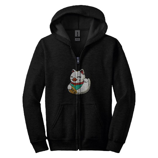 Duck Pet Manekineko Lucky Cat Duck Zip Hoodies