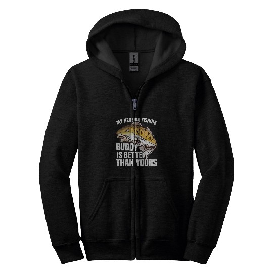 Redfish Fisherman Gear Accessories Rod Redfish Fishing Zip Hoodies