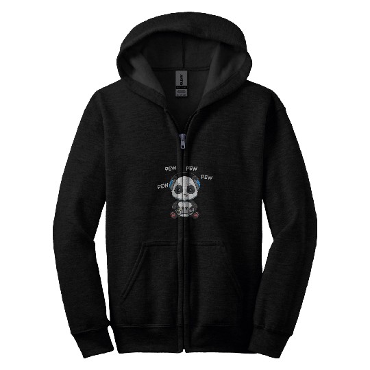Panda Pet Video Game Player Zip Hoodies