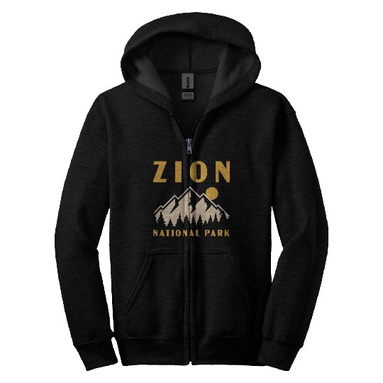 Retro Zion National Park Utah Mountain Women Men Kids Hiking 1 Zip Hoodies