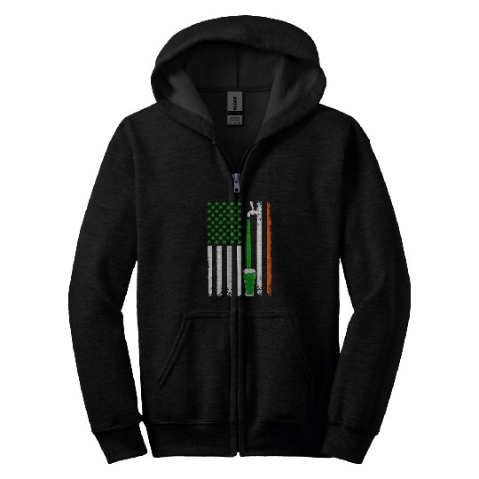 Beer Fun Green Beer American Flag St Zip Hoodies