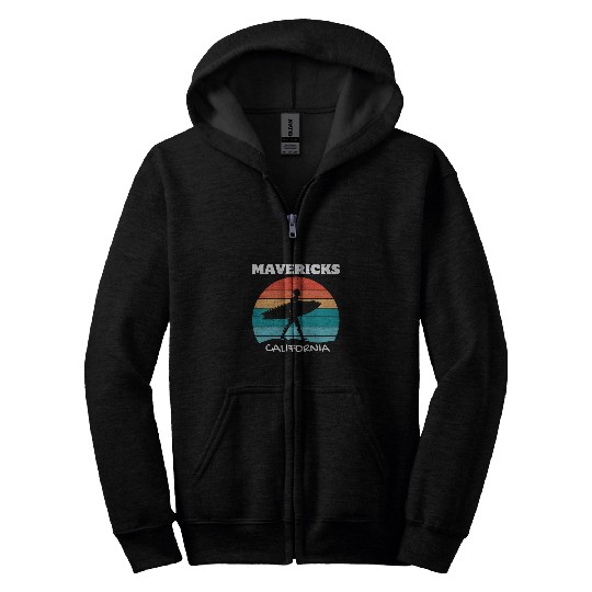 MAVERICKS californias SURF vintages SUNSET SURFING Zip Hoodies
